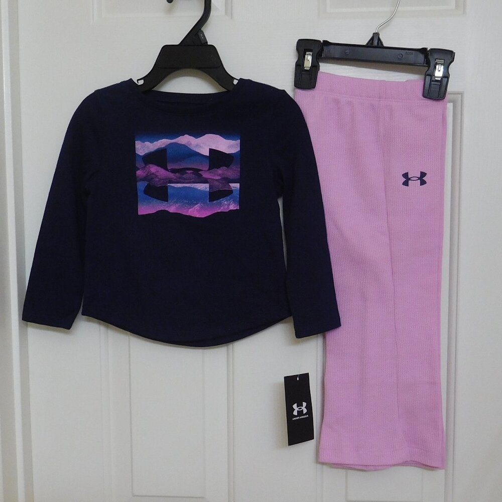 NWT 2pc Under Armour Long Sleeve Mountain View Top & Wide Leg Pants Set sz 2t